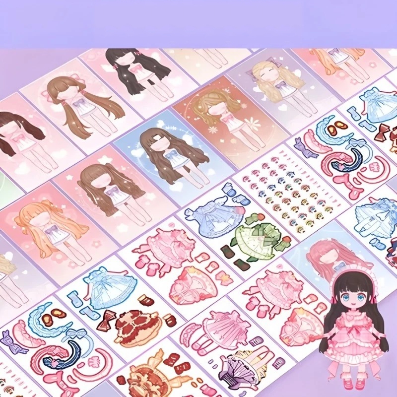 Mainan Anak Stiker Jumbo DIY (SZ288-01) - GIRL PEACH (Dress Up Game Sticker)