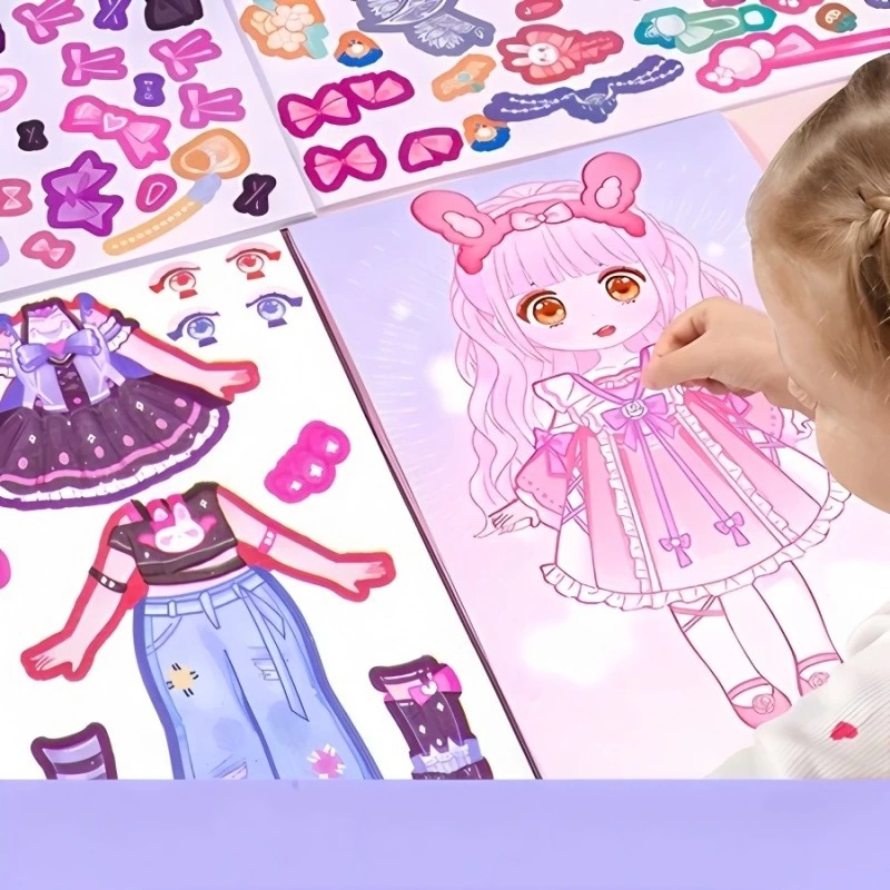 Mainan Anak Stiker Jumbo DIY (SZ288-02) - GIRL BLUE (Dress Up Game Sticker)