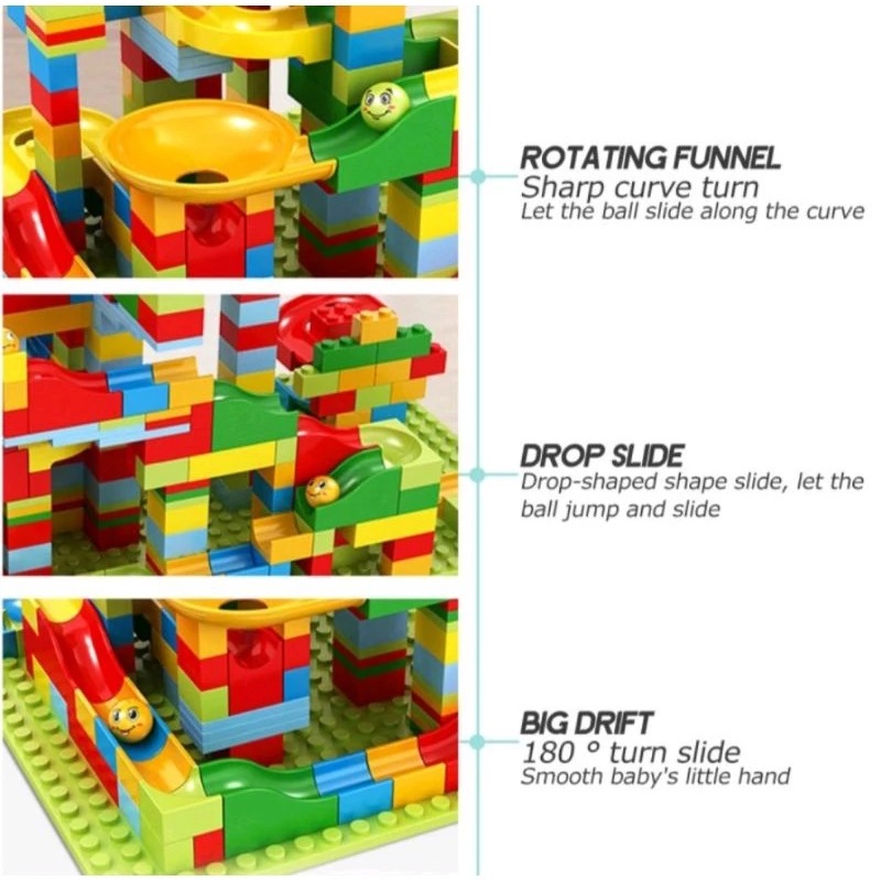 Mainan Balok Susun Track Slide Ball Marble (Mainan Edukasi Anak)