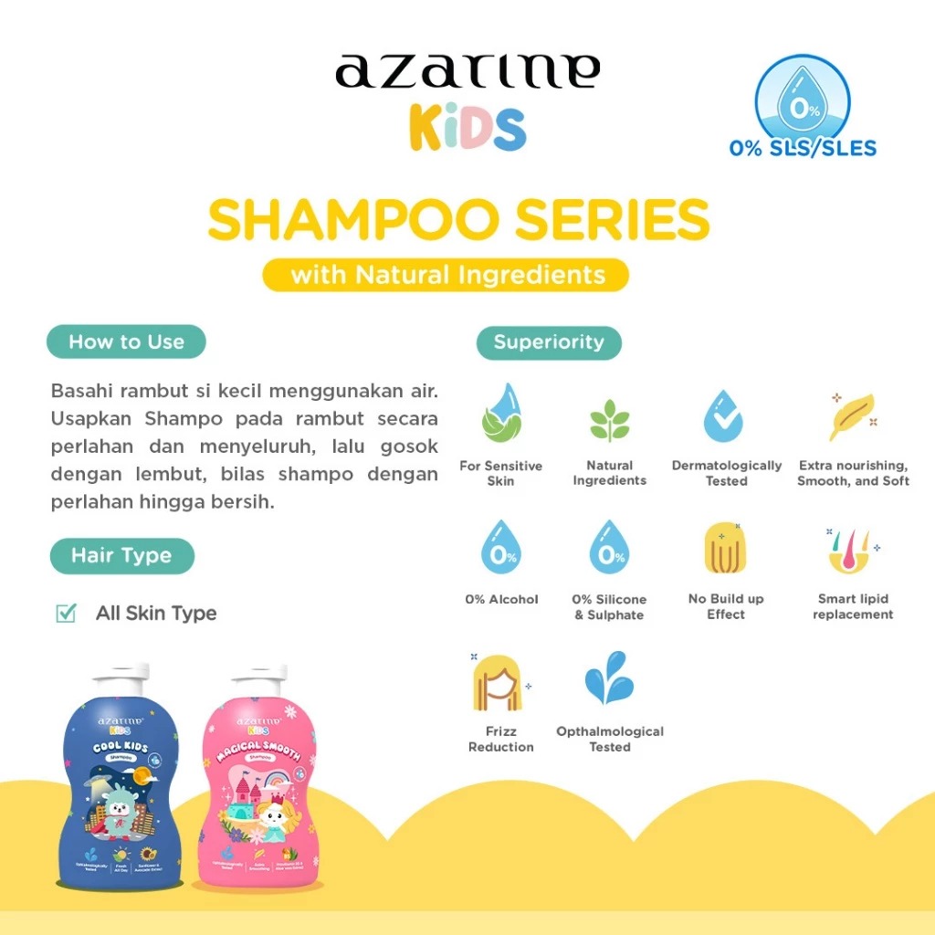 Azarine Kids Shampoo 300ml - Magical Smooth (Pink)
