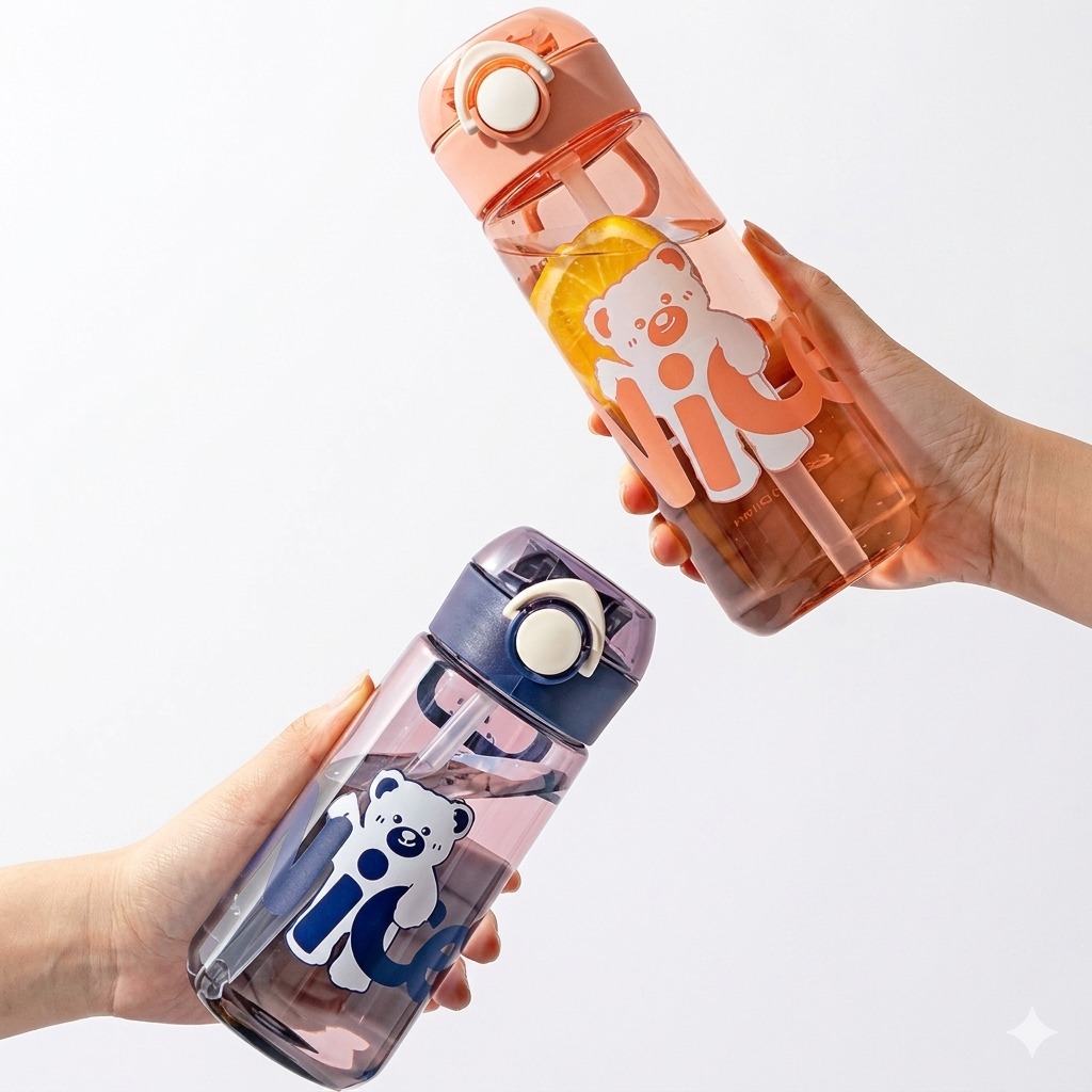 Botol Minum Anak Nice Bear 580ml (2356) - BIRU (Free Sedotan)