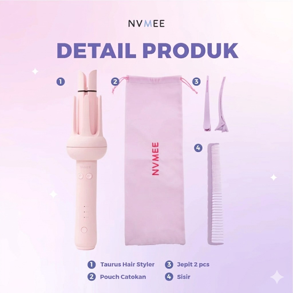 NVMEE TAURUS Hair Stylers 2.0 - PINK (Catokan Penataan Rambut Keriting)