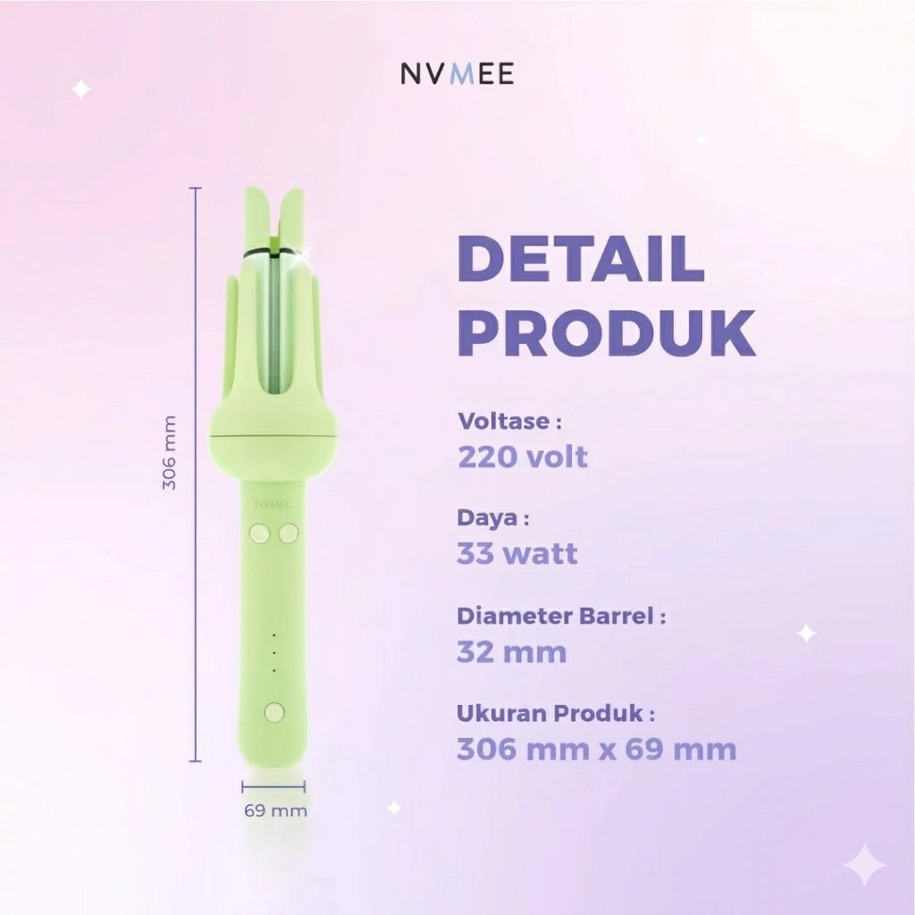 NVMEE TAURUS Hair Stylers 2.0 - LIME (Catokan Penataan Rambut Keriting)