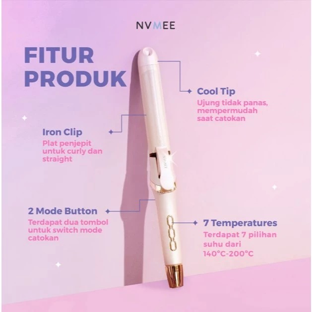 NVMEE SAGITARIUS Hair Stylers 2in1+LED Touch (Catokan Penataan Rambut Lurus & Keriting)