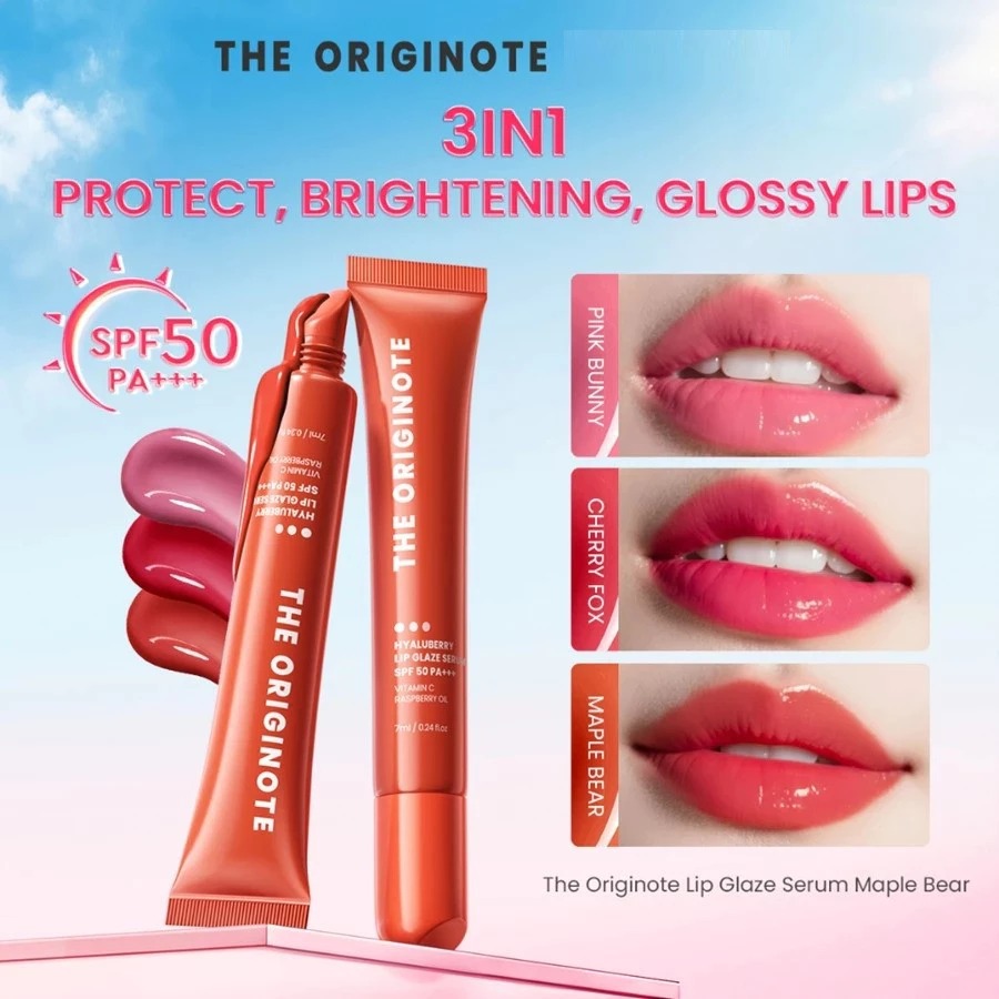 The Originote Hyaluberry Lip Glaze Serum 7ml - Maple Bear (SPF50 PA+++)