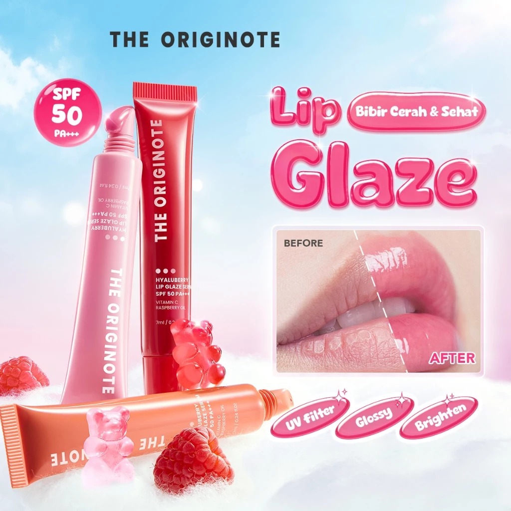 The Originote Hyaluberry Lip Glaze Serum 7ml - Maple Bear (SPF50 PA+++)