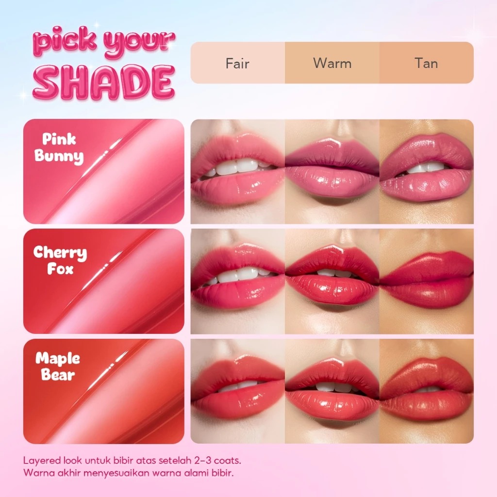 The Originote Hyaluberry Lip Glaze Serum 7ml - Maple Bear (SPF50 PA+++)