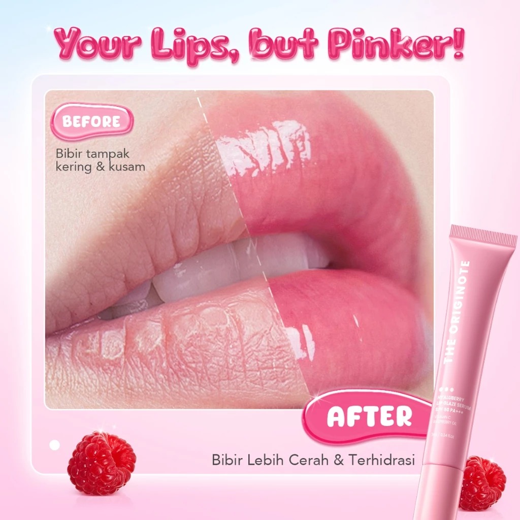 The Originote Hyaluberry Lip Glaze Serum 7ml - Maple Bear (SPF50 PA+++)