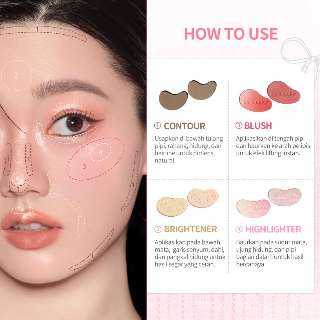 Barenbliss Ribbon Blossom Face Palette 9gr - W1 Warm Vivid