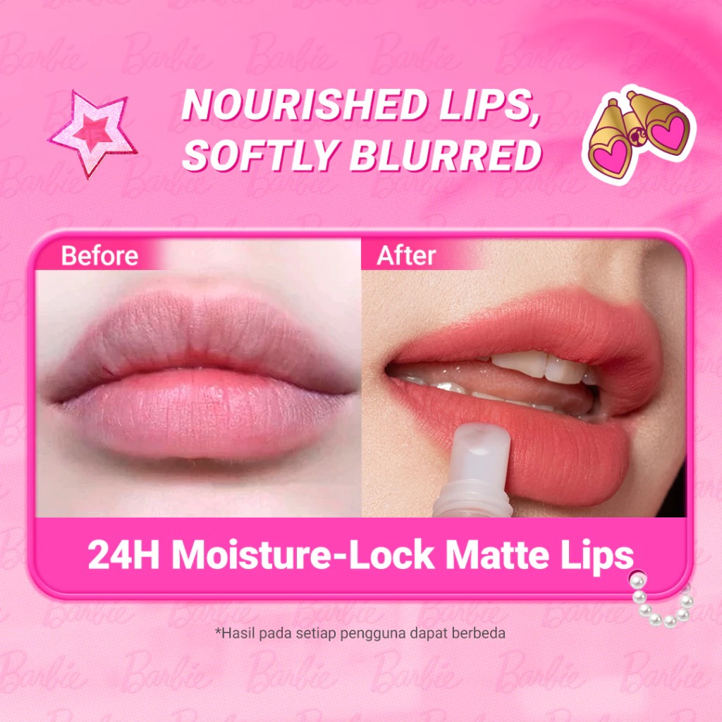 Dazzle Me X Barbie Peptide Power Matte Tinted Lip Balm 8gr - RN03 Mauve Mellow (SPF50+ PA++++)