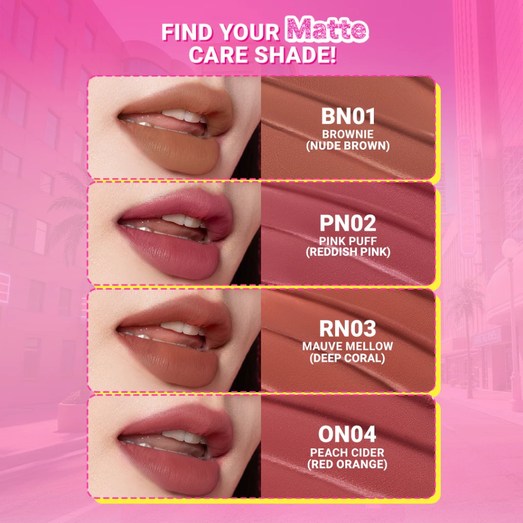 Dazzle Me X Barbie Peptide Power Matte Tinted Lip Balm 8gr - ON04 Peach Cider (SPF50+ PA++++)