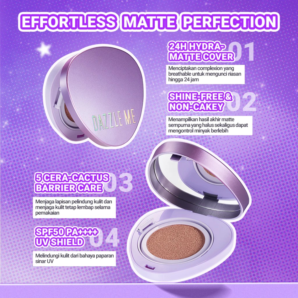 Dazzle Me Cover Me Matte Serum Cushion SPF50 PA++++ 11gr - N03 Honey