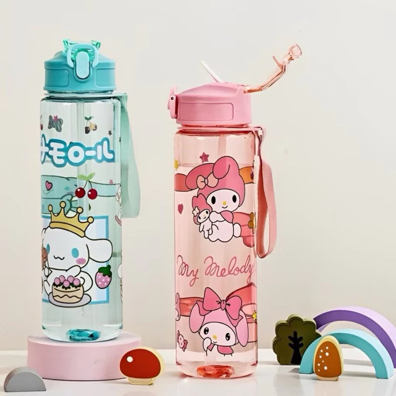 Botol Minum SANRIO 750ml - KUROMI UNGU Botol Air Minum Anak Lucu (Free Sedotan)