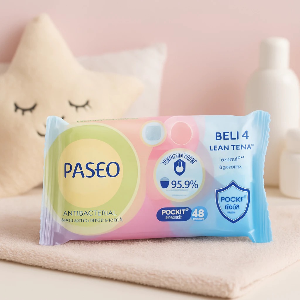 Tissue Paseo Anti Bacterial Cleansing Wipes - Aloe Vera Extract Pocket Size (4Pack 10s)