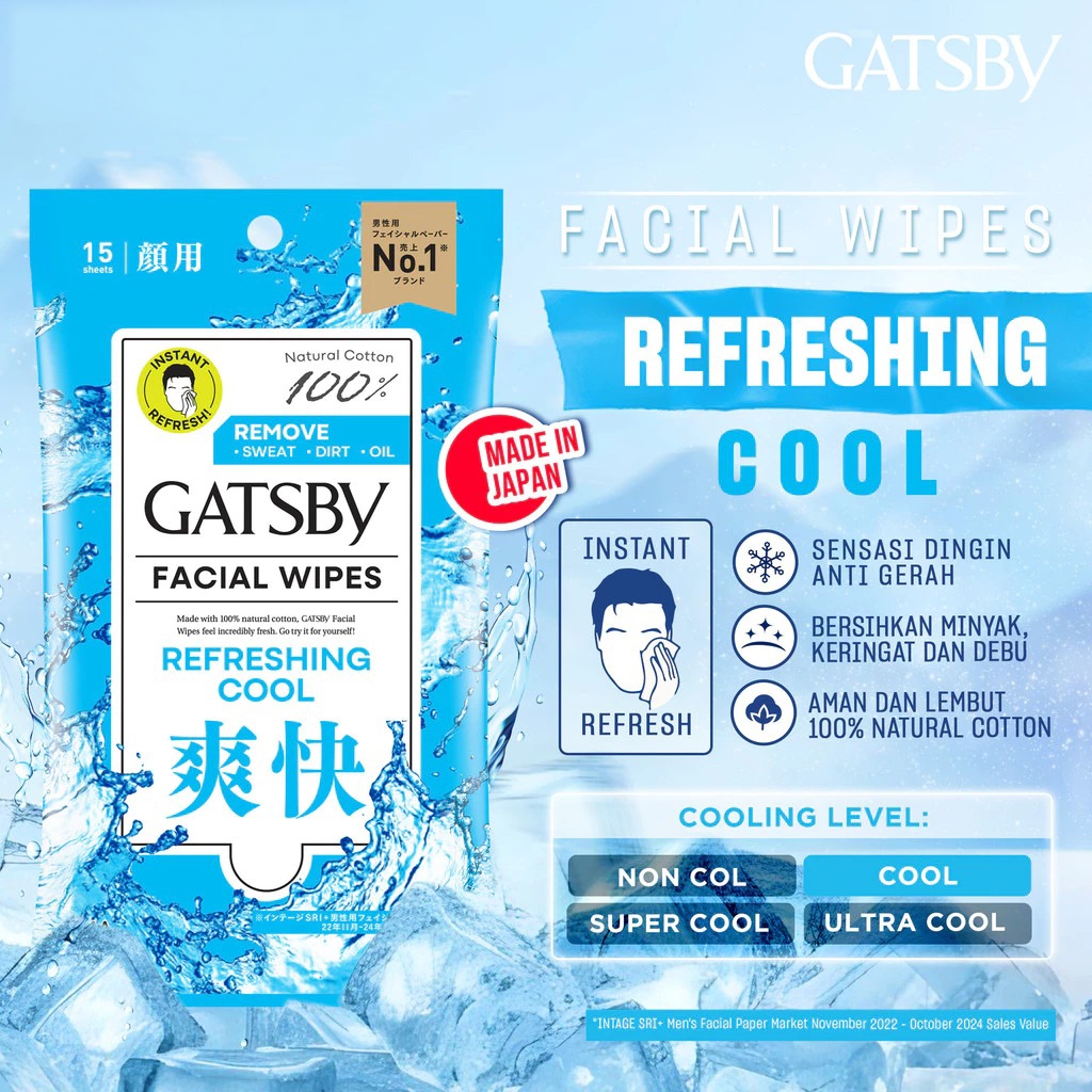 Gatsby Facial Wipes 15sheet - Refreshing Cool (Wipes U)