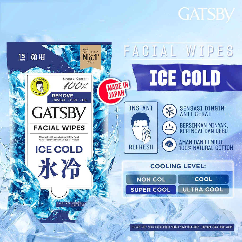 Gatsby Facial Wipes 15sheet - Ice Cold (Wipes Type S)