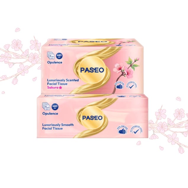 Tissue Paseo Opulence Luxuriously Scented Facial 480ply - Sakura