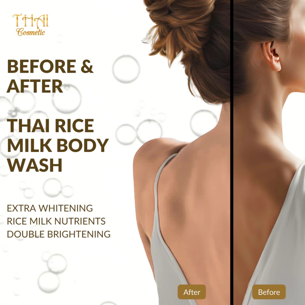 Thai Body Wash 1000ml - Rice Milk (Sabun Mandi Cair Botol Pump)