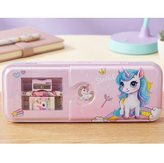Kotak Pensil Anak Karakter + Alat Tulis 4in1 - UNICORN (LPY97-3)