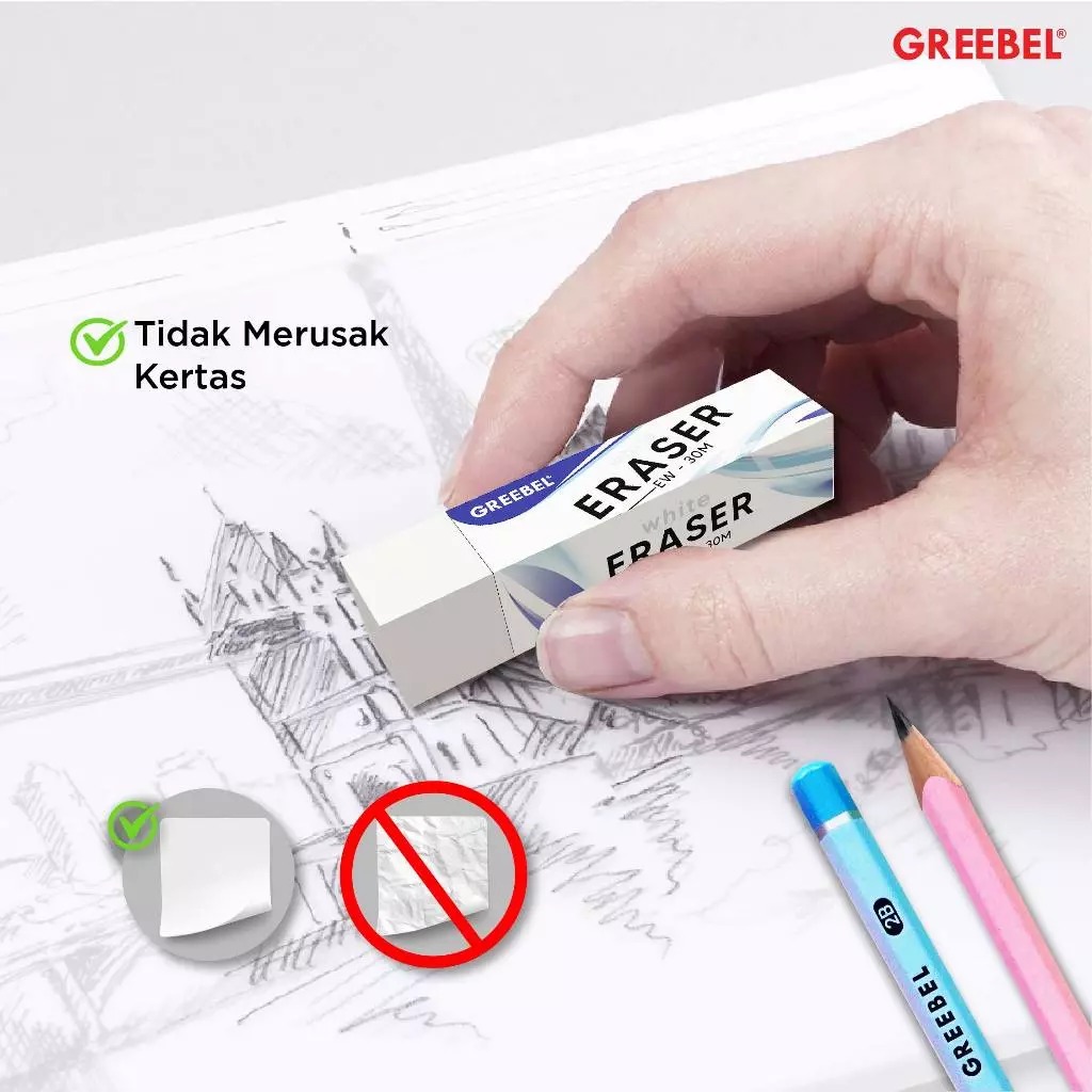 GREEBEL Pencil Eraser - (EW-30M) Penghapus Pensil Bahan Karet