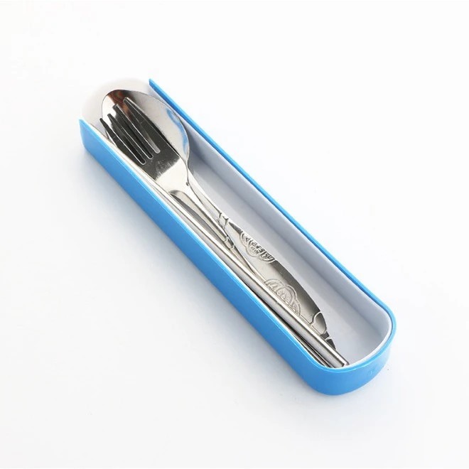 Sendok Travel Set Stainless Steel - BIRU (Sendok, Garpu, Sumpit)