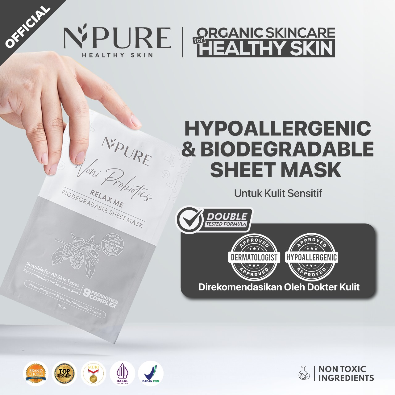 Npure Noni Probiotics Relax Me Biodegradable Sheet Mask 20gr