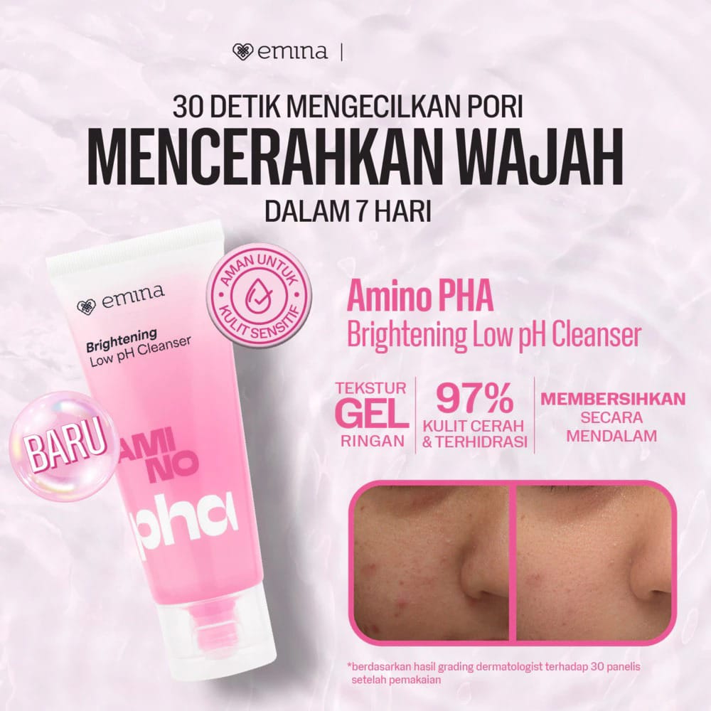 Emina Oat Amino PHA Brightening Low pH Cleanser 70ml (Pink)