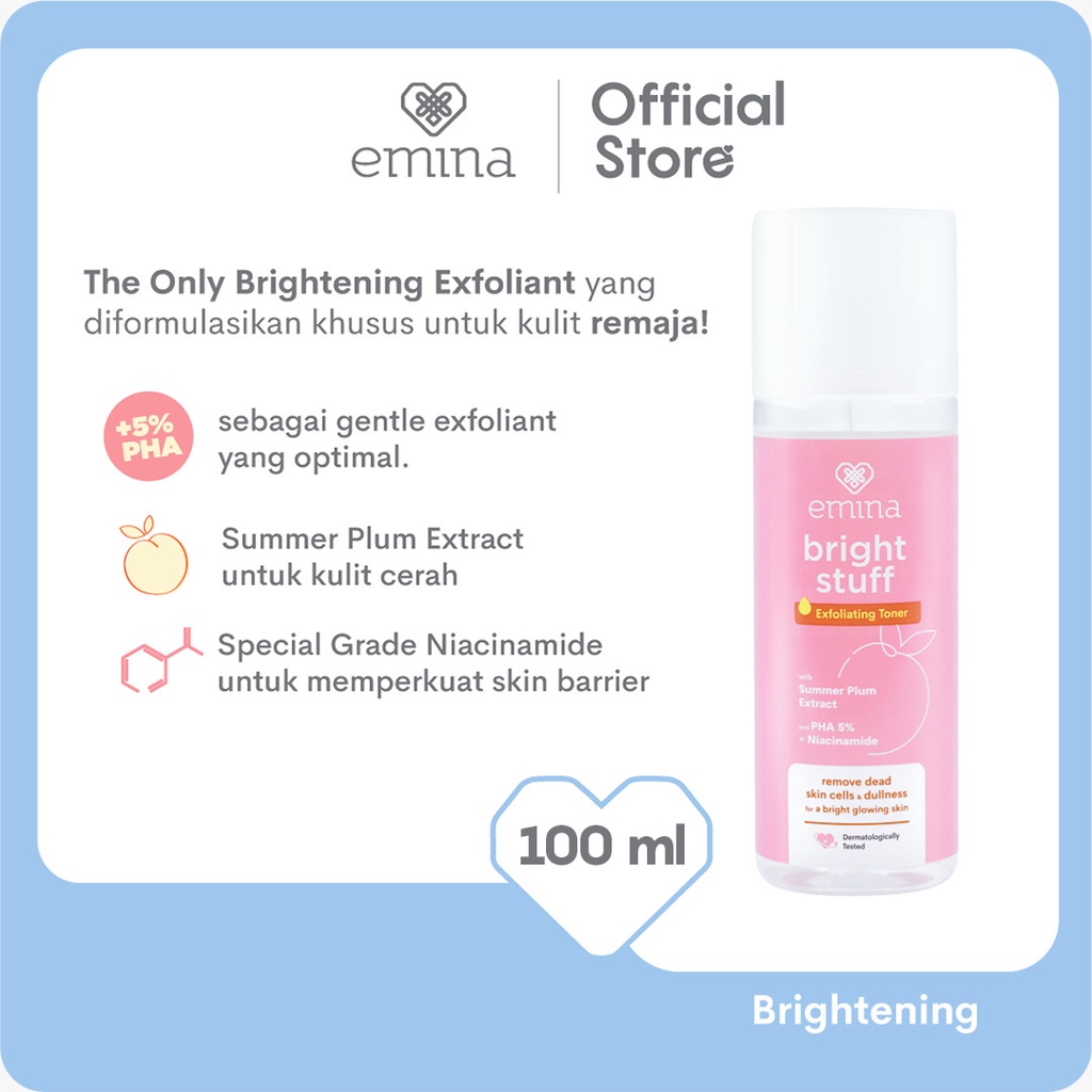 Emina Bright Stuff Exfoliating Toner 100ml