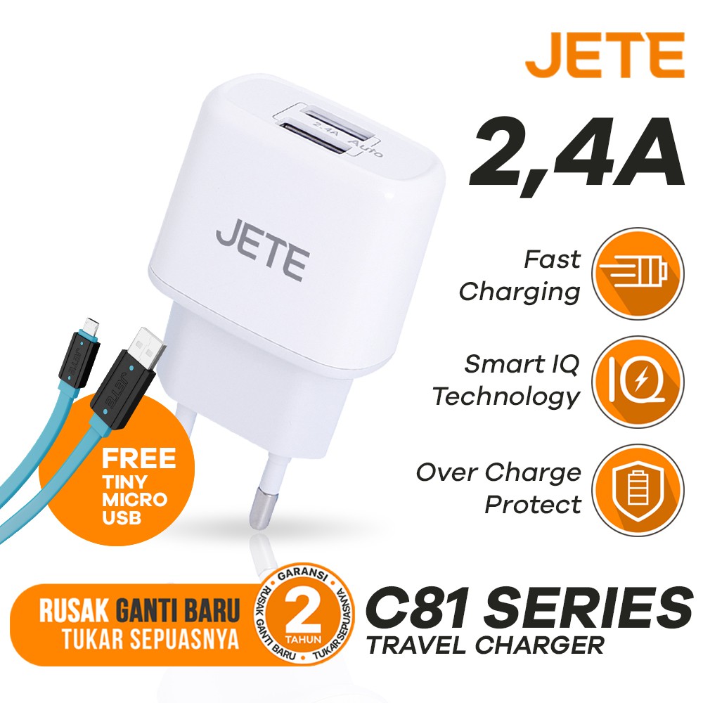 JETE Charger C81 Pike 2USB 2.4A + Kabel Micro USB