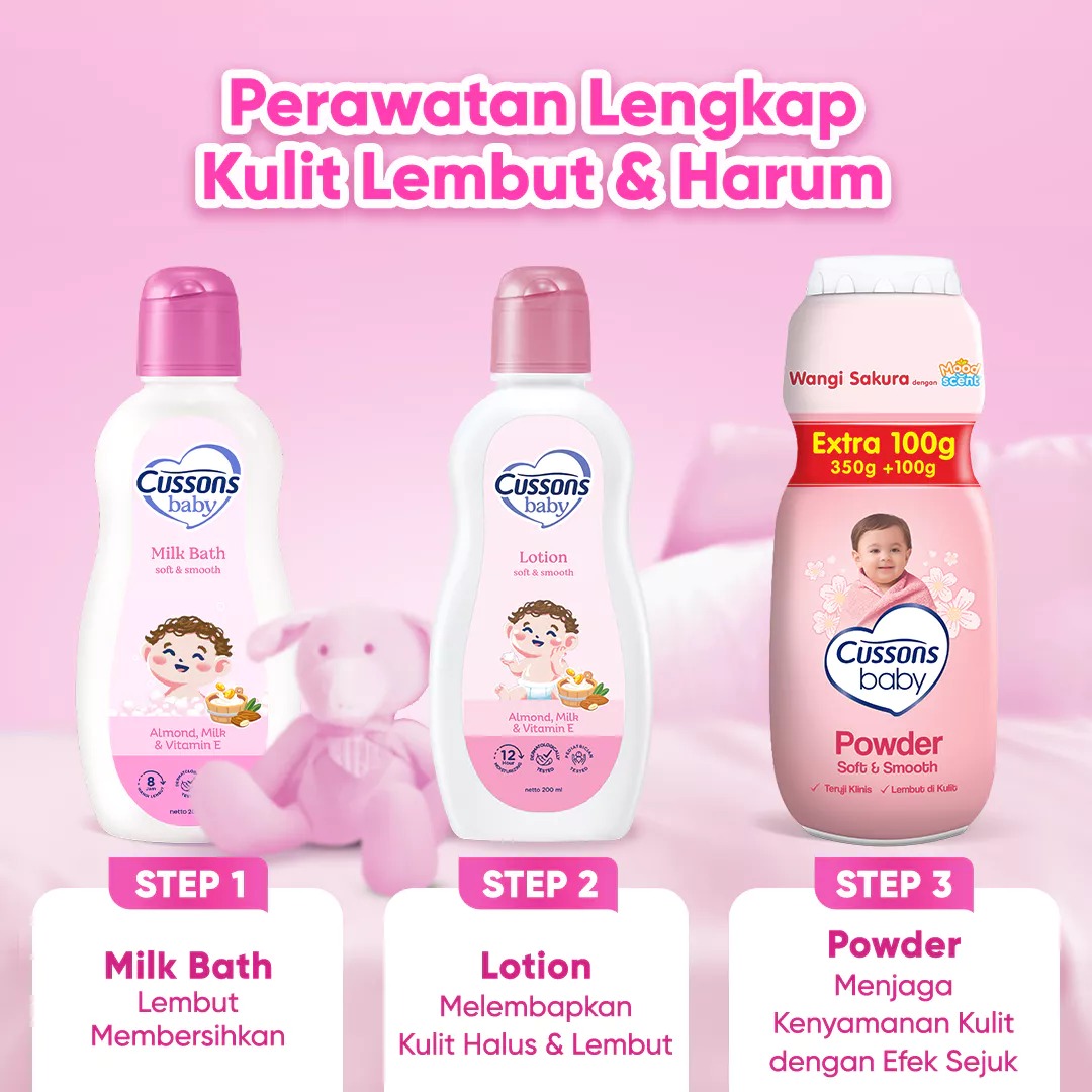 Cussons Baby Bedak Powder 260gr (200+60) - Pink Soft & Smooth