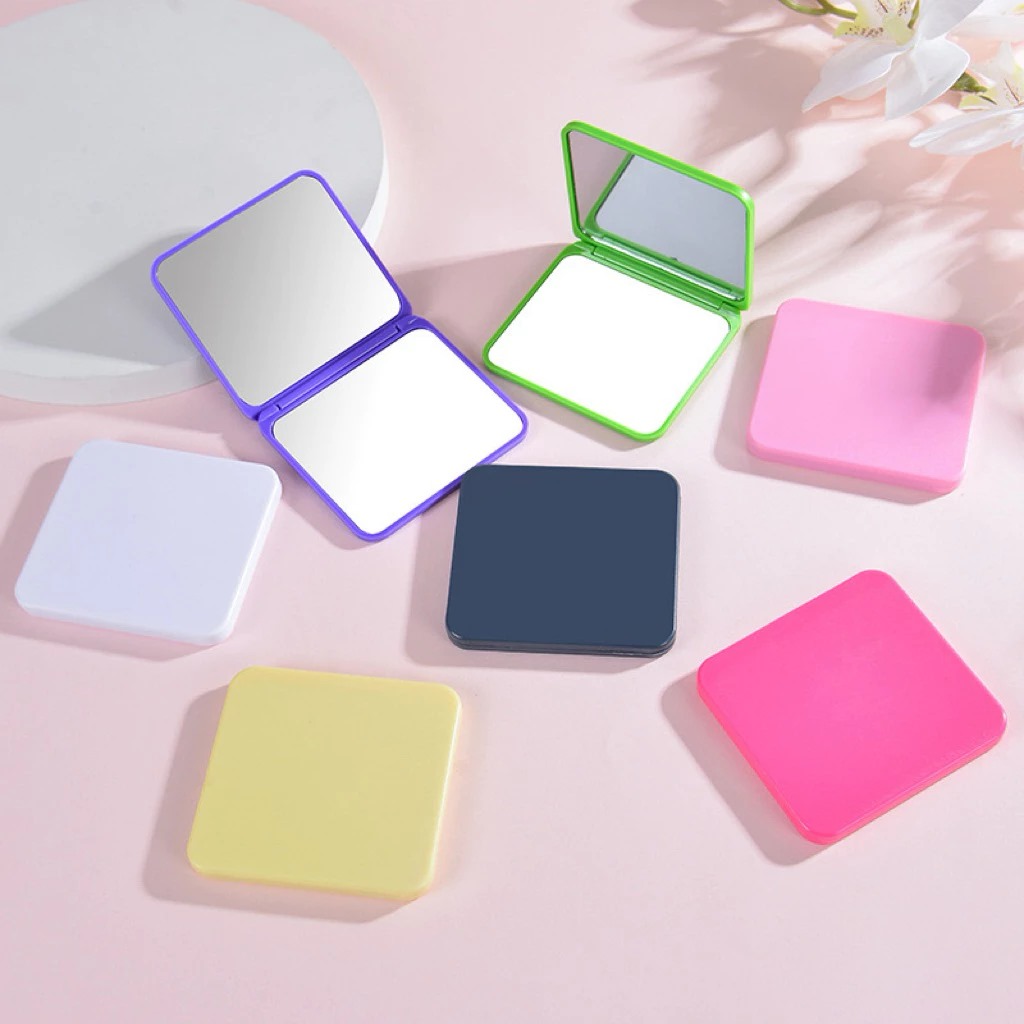 Cermin Mini Lipat Segiempat - Kaca Mini 2 Sisi (7 x 7cm)